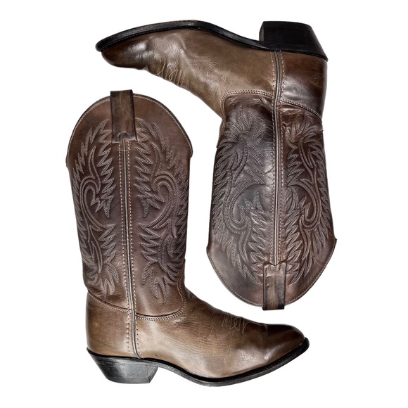 SOLD Imperial Gray Brown Leather Western Boot Made In USA Women 6 1/2 M - Picture 5 of 11